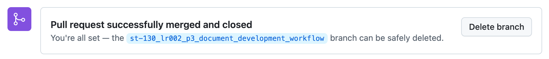 Delete branch button